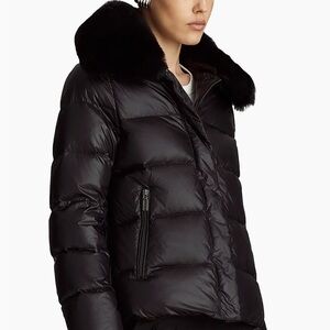 Dawn Levy Vera Down Jacket 
Women's Black Puffer Jacket with Fur Trim
Medium